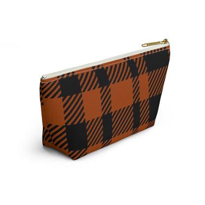 Big Bottom Zipper Pouch - Orange Buffalo Check, Orange Plaid