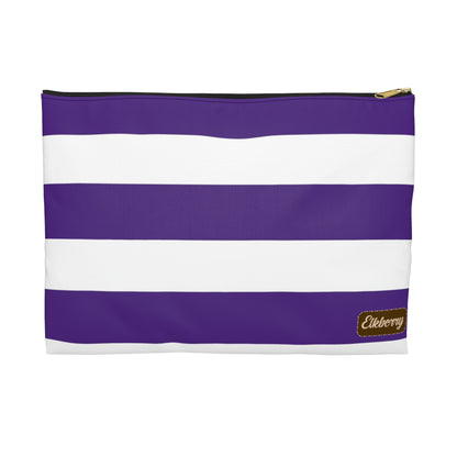 Flat Zipper Pouch - Purple/White Stripes