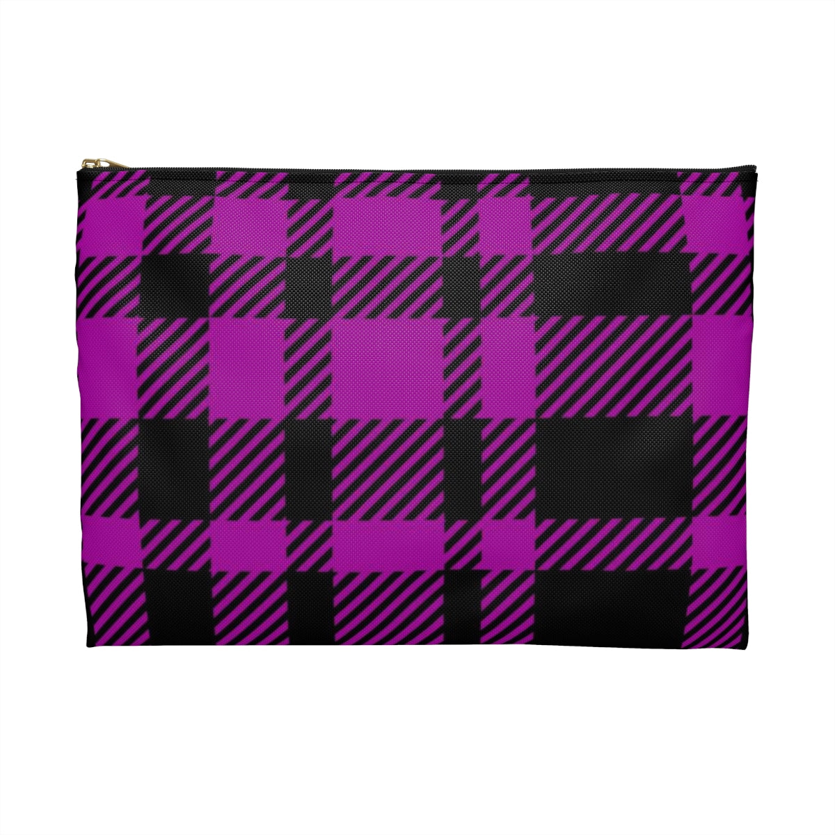 Flat Zipper Pouch - Pink Buffalo Check, Pink Plaid