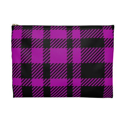 Flat Zipper Pouch - Pink Buffalo Check, Pink Plaid