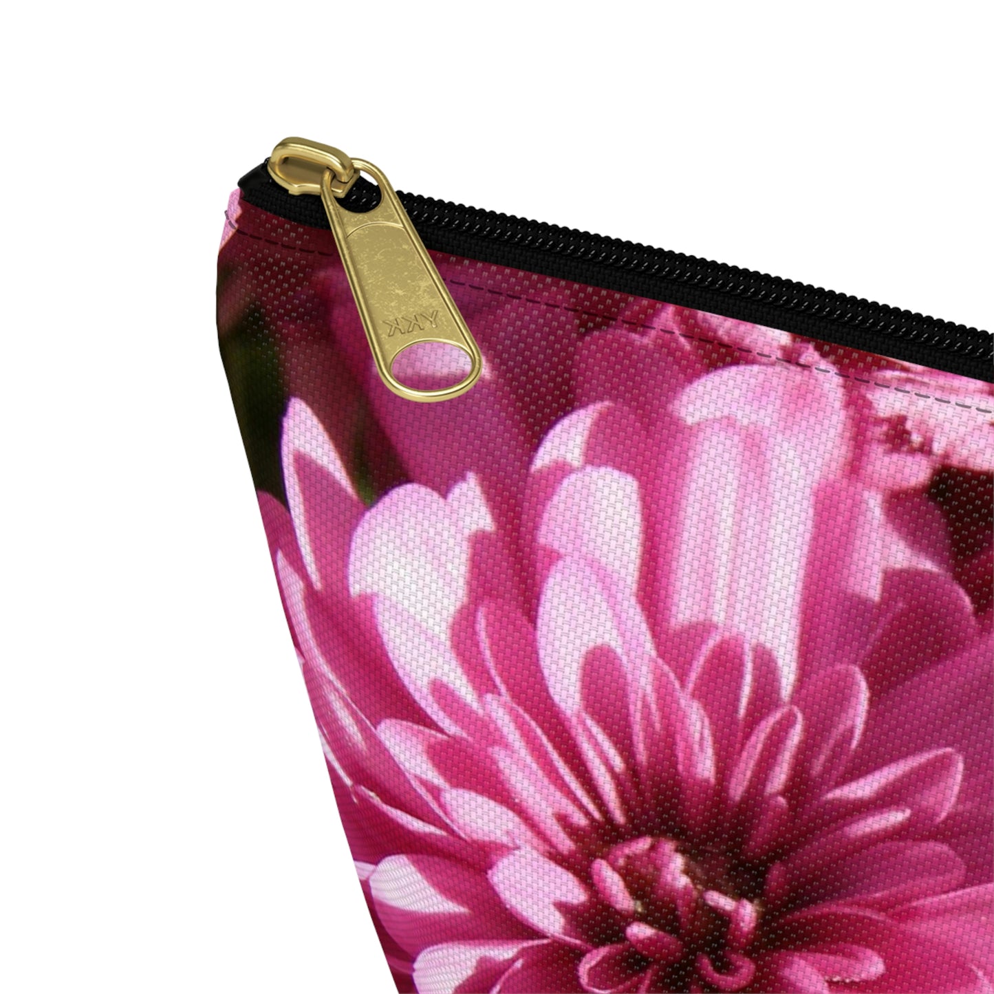 Big Bottom Zipper Pouch - Pink Mums