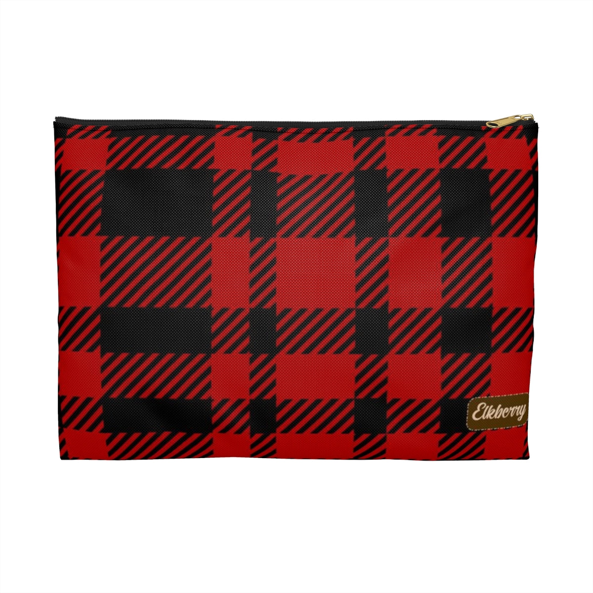 Flat Zipper Pouch - Red Buffalo Check, Red Plaid