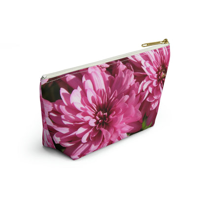 Big Bottom Zipper Pouch - Pink Mums