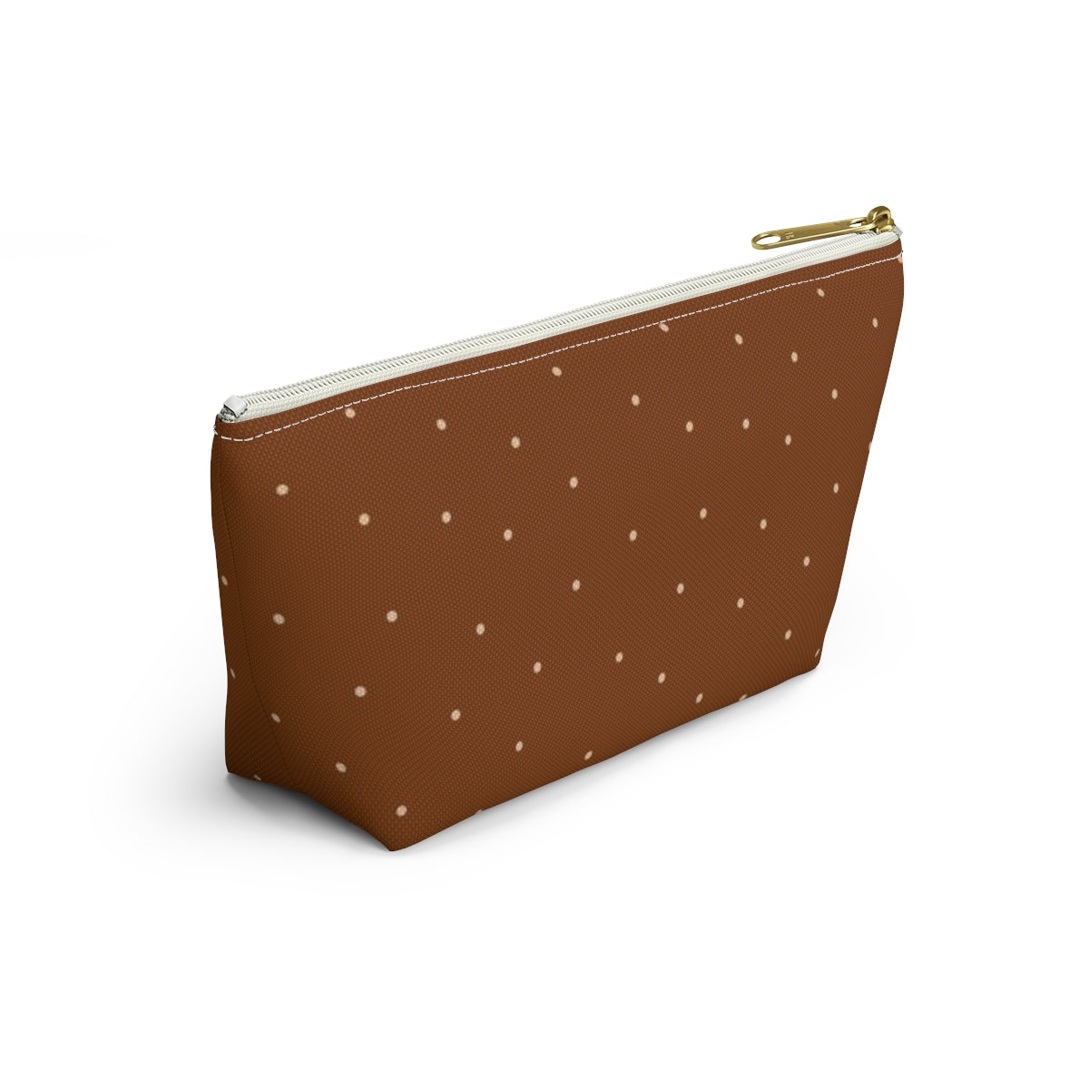 Big Bottom Zipper Pouch - Dots on Pumpkin