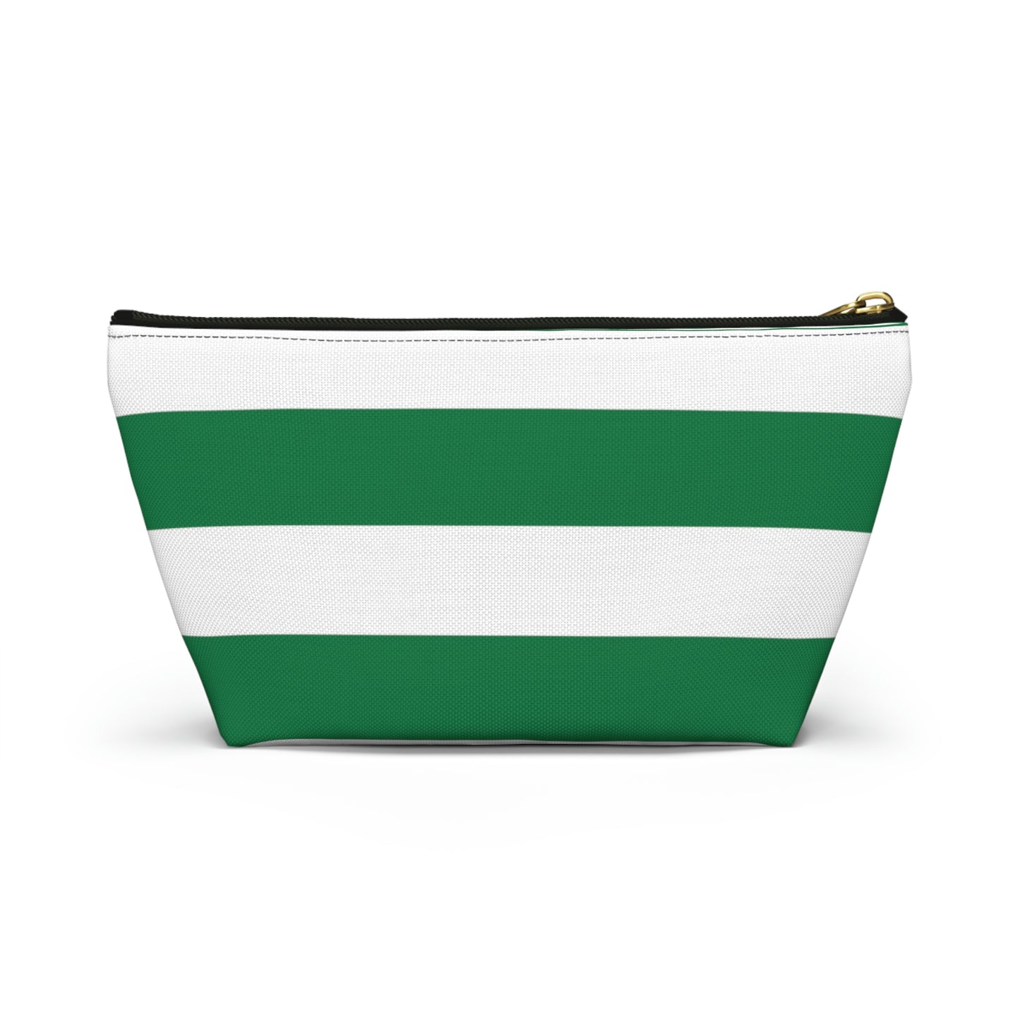 Big Bottom Zipper Pouch - Kelly Green/White Stripes