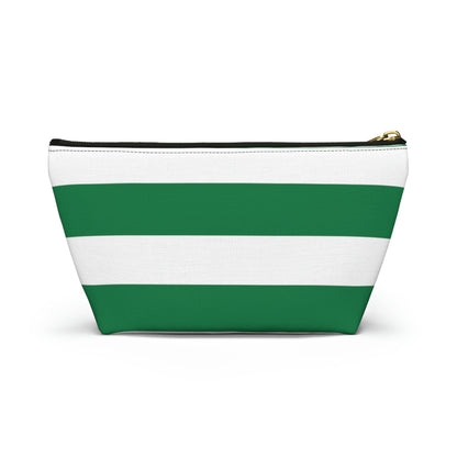 Big Bottom Zipper Pouch - Kelly Green/White Stripes