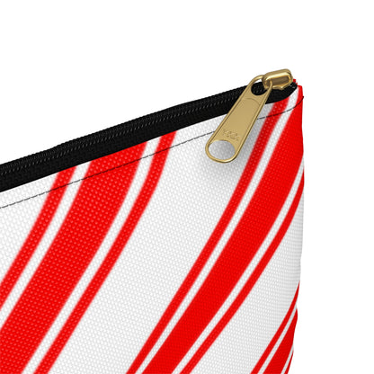 Flat Zipper Pouch - Peppermint Candy Cane Stripes