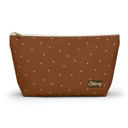 Big Bottom Zipper Pouch - Dots on Pumpkin