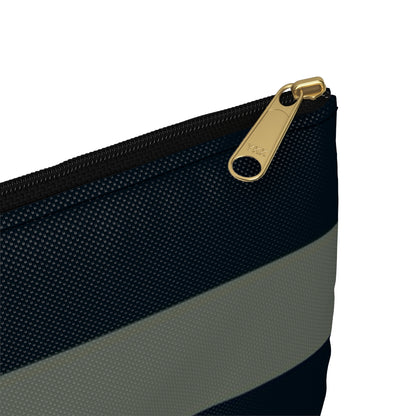 Flat Zipper Pouch - Sage/Navy Stripes