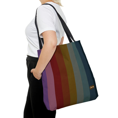 Lightweight Tote Bag - Jewel Tone Rainbow, Vertical