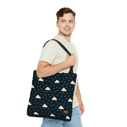 Lightweight Tote Bag - Clouds on Navy