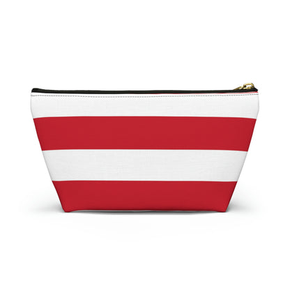 Big Bottom Zipper Pouch - Red/White Stripes