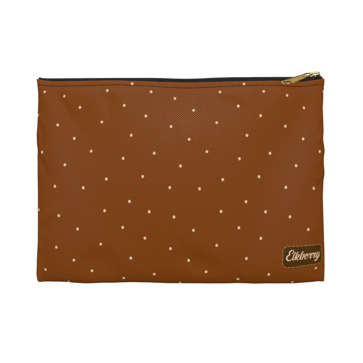 Flat Zipper Pouch - Dots on Pumpkin