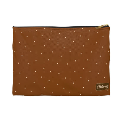 Flat Zipper Pouch - Dots on Pumpkin