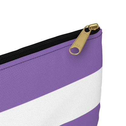 Flat Zipper Pouch - Lilac/White Stripes