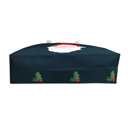 Weekender Tote Bag - Santa and Holly Berries & Leaves on Navy