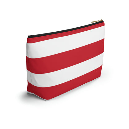 Big Bottom Zipper Pouch - Red/White Stripes