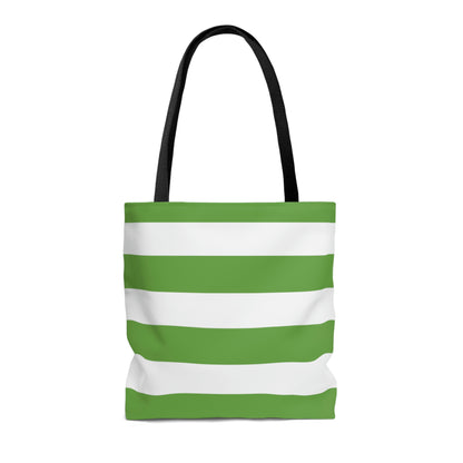 Lightweight Tote Bag - Lime Green/White Stripes