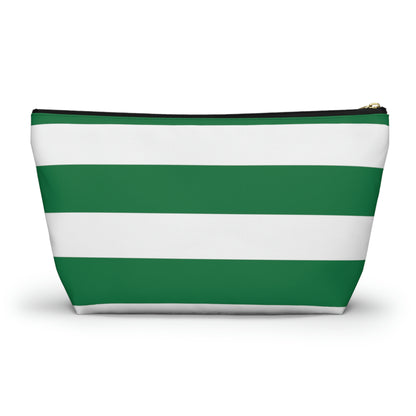 Big Bottom Zipper Pouch - Kelly Green/White Stripes