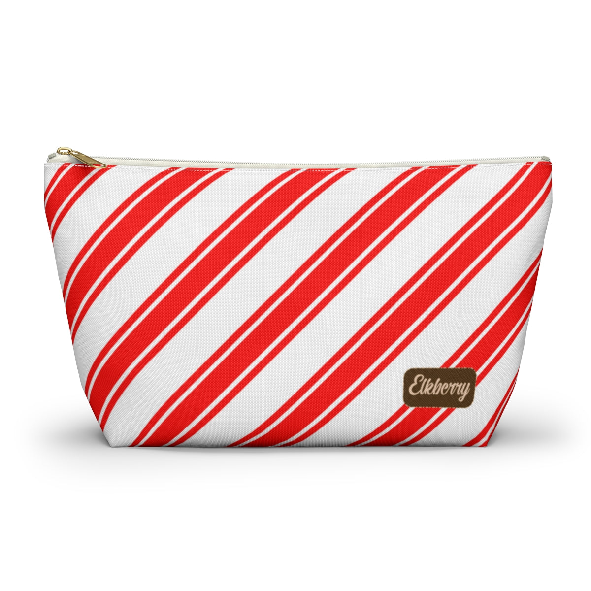 Big Bottom Zipper Pouch - Peppermint Candy Cane Stripes