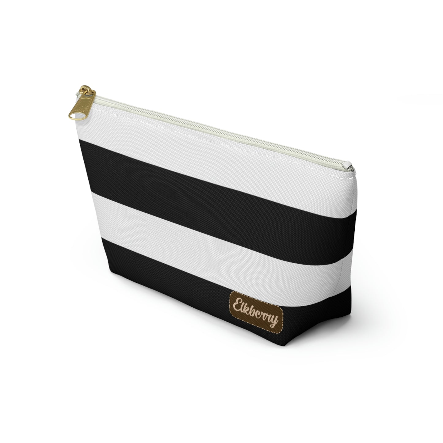 Big Bottom Zipper Pouch - Black/White Stripes