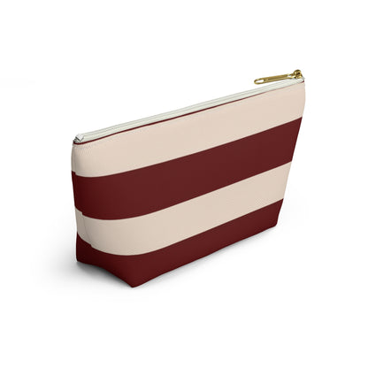 Big Bottom Zipper Pouch - Berry/Cream Stripes