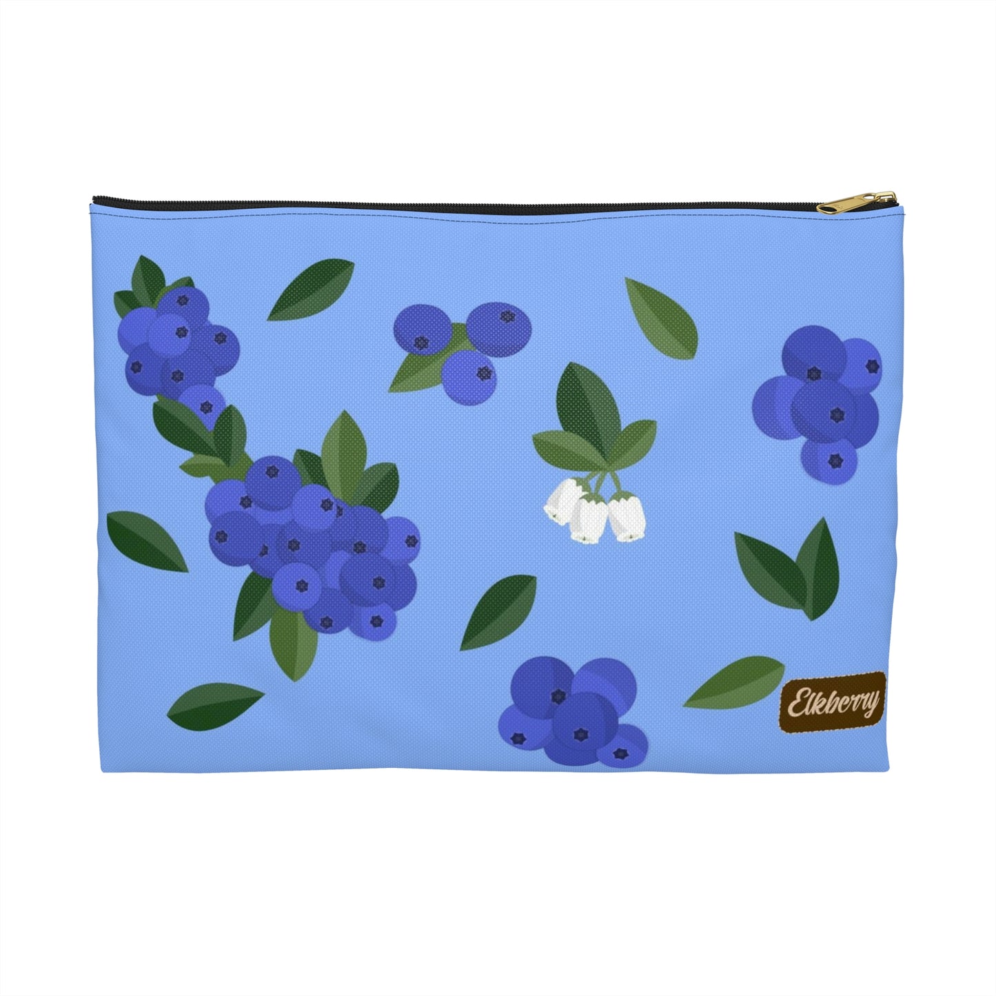 Flat Zipper Pouch - Blueberries