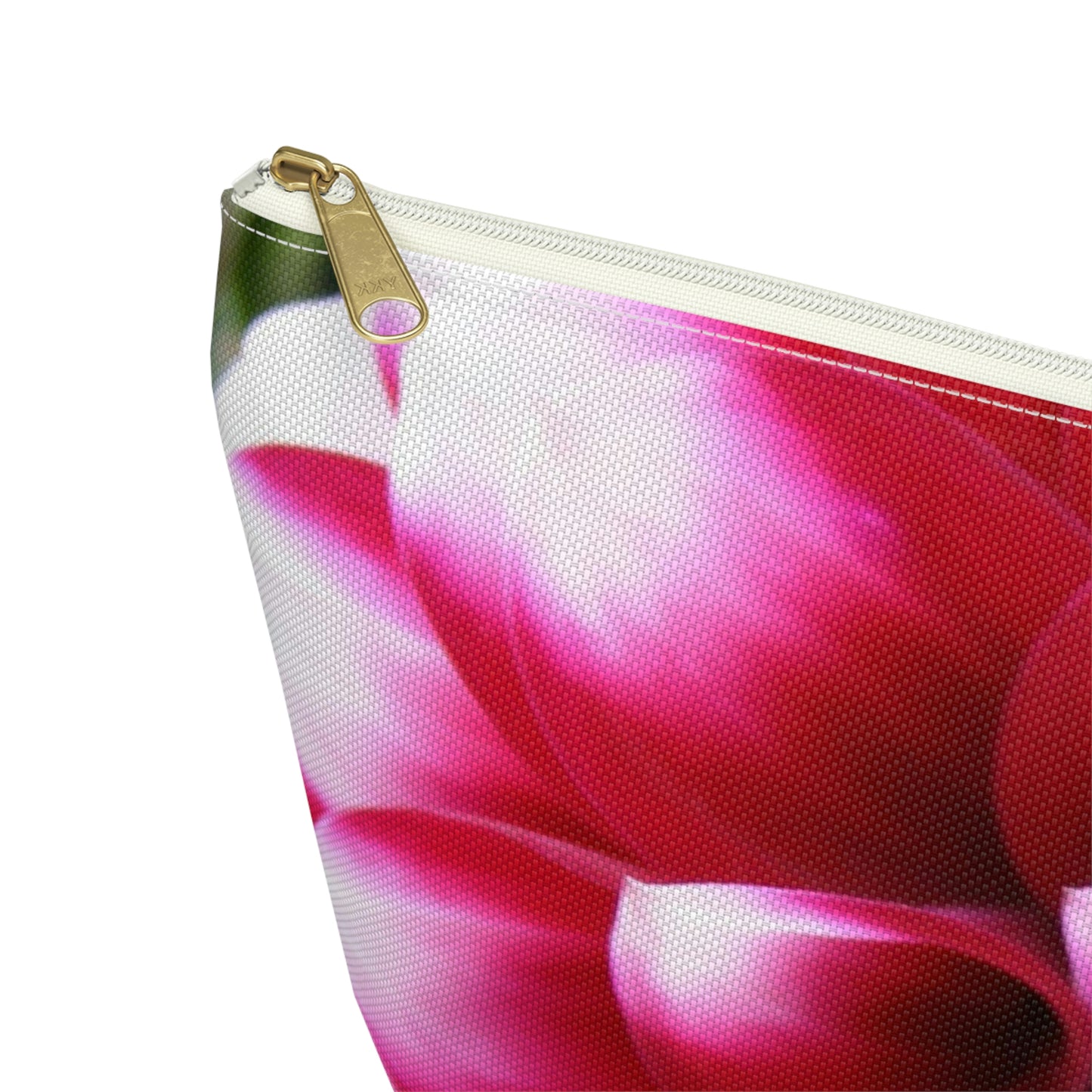 Big Bottom Zipper Pouch - Pink & White Dahlia