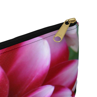 Flat Zipper Pouch - Pink & White Dahlia