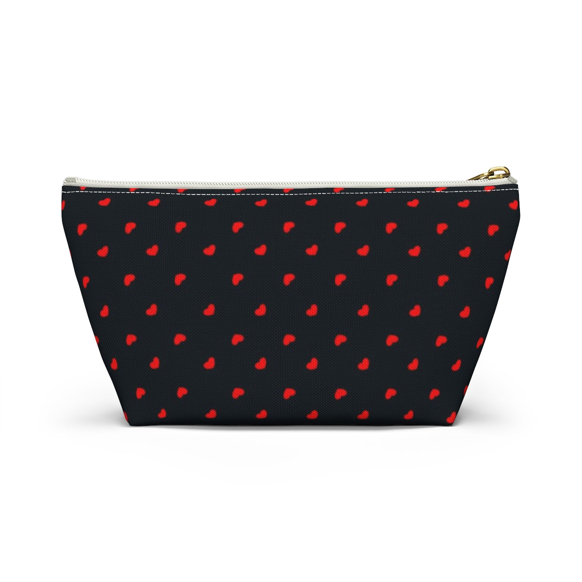 Big Bottom Zipper Pouch - Hearts on Navy