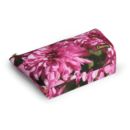 Big Bottom Zipper Pouch - Pink Mums