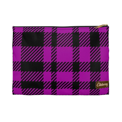 Flat Zipper Pouch - Pink Buffalo Check, Pink Plaid