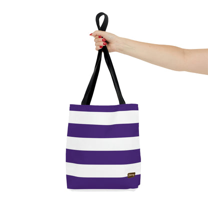 Lightweight Tote Bag - Purple/White Stripes