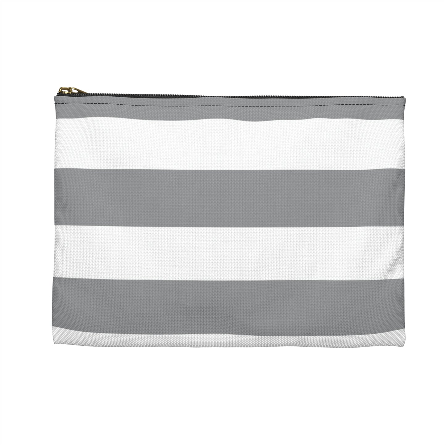 Flat Zipper Pouch - Ash Gray/White Stripes