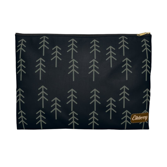 Flat Zipper Pouch - Stick Trees in Navy