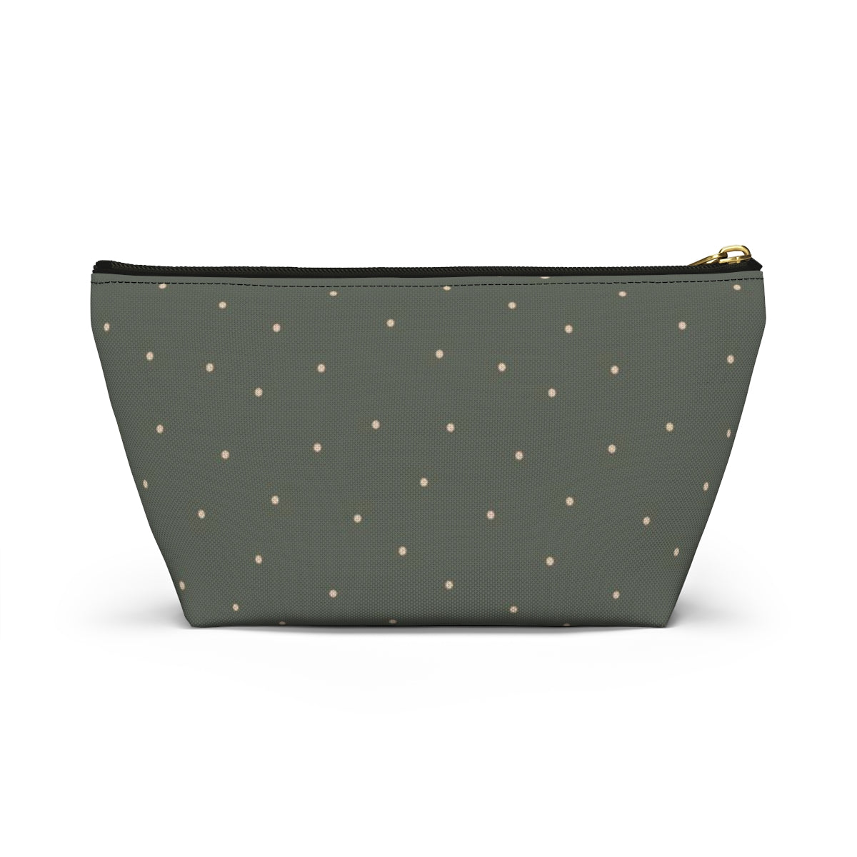 Big Bottom Zipper Pouch - Dots on Sage