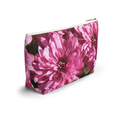 Big Bottom Zipper Pouch - Pink Mums