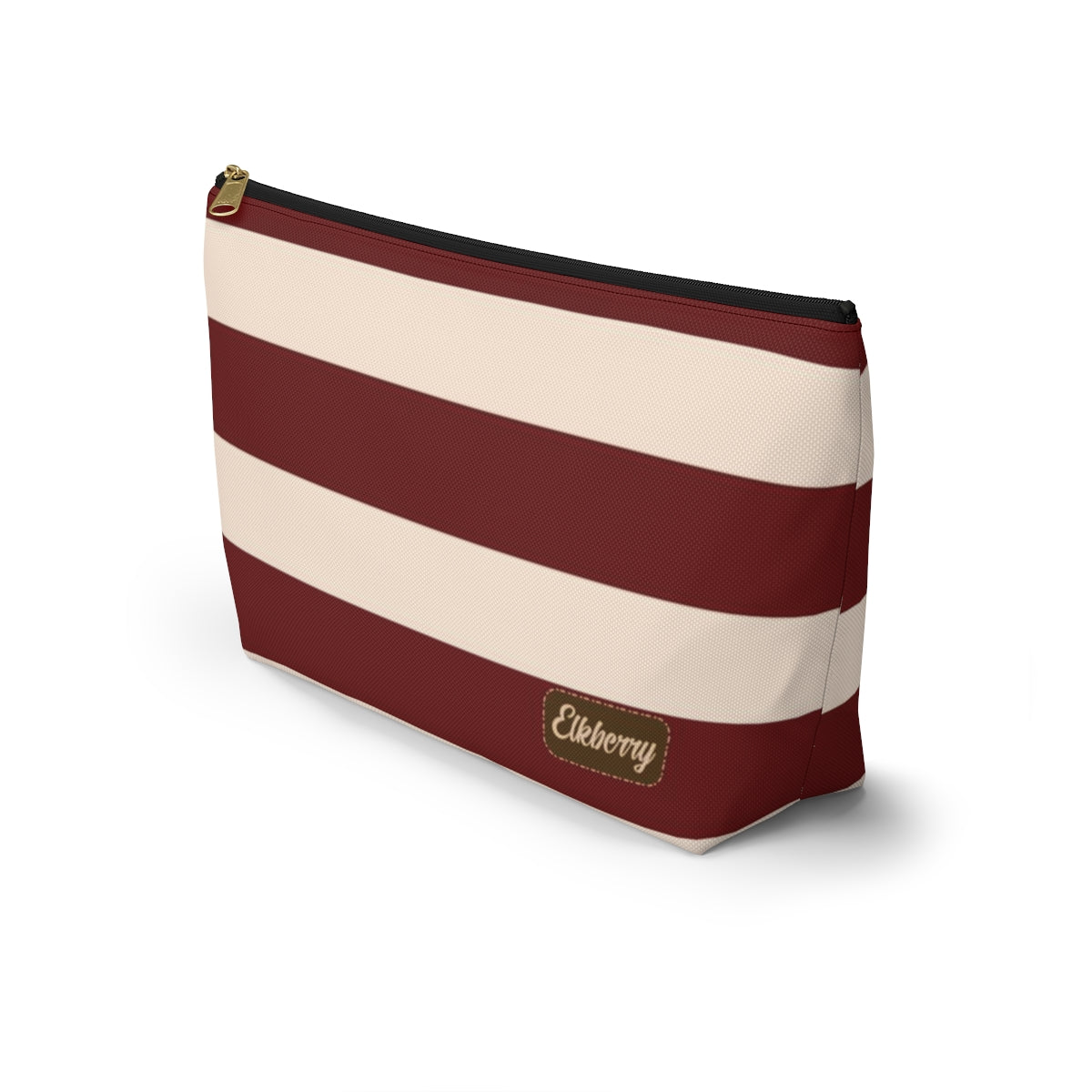 Big Bottom Zipper Pouch - Berry/Cream Stripes