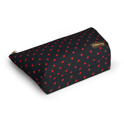 Big Bottom Zipper Pouch - Hearts on Navy