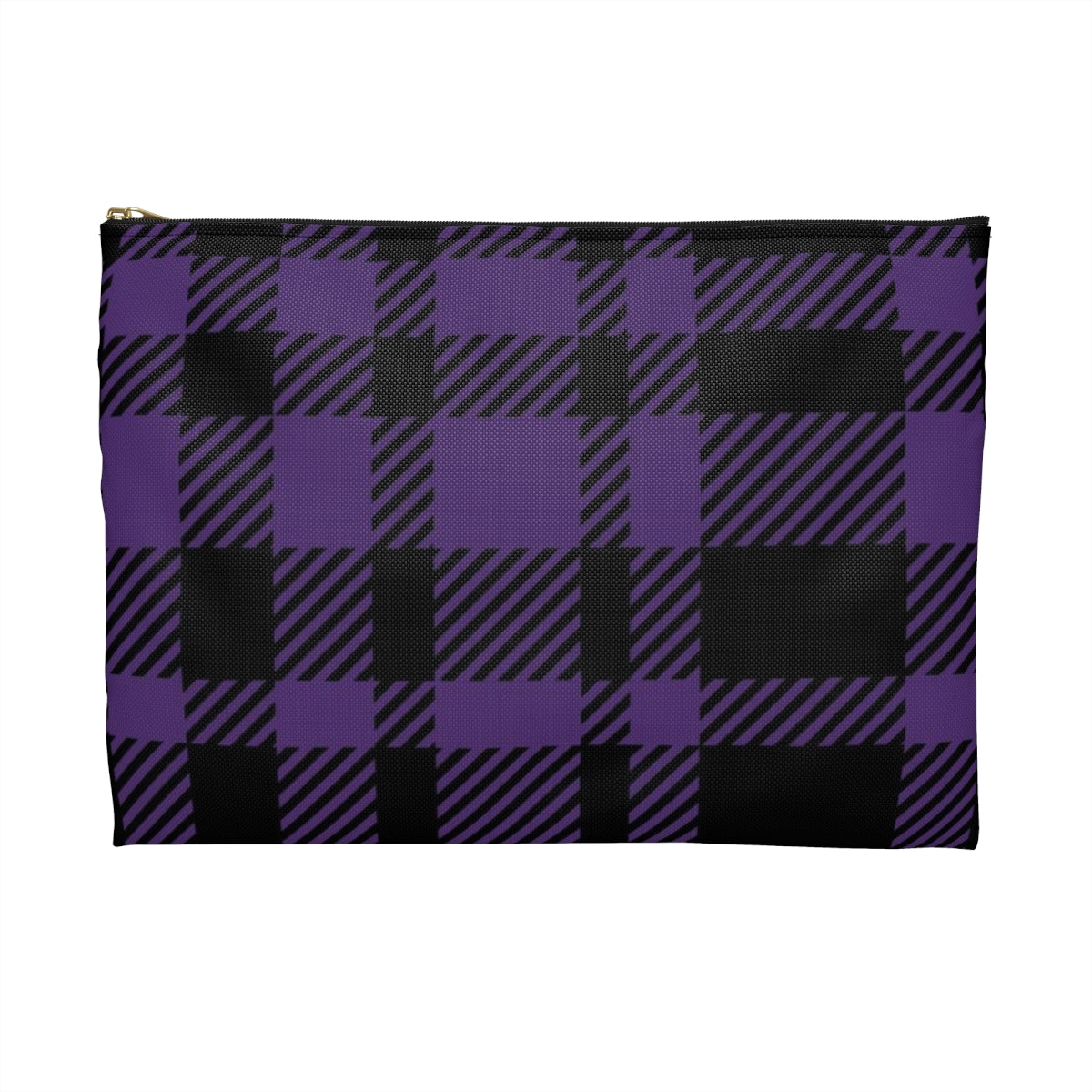 Flat Zipper Pouch - Purple Buffalo Check, Purple Plaid