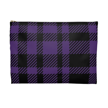 Flat Zipper Pouch - Purple Buffalo Check, Purple Plaid