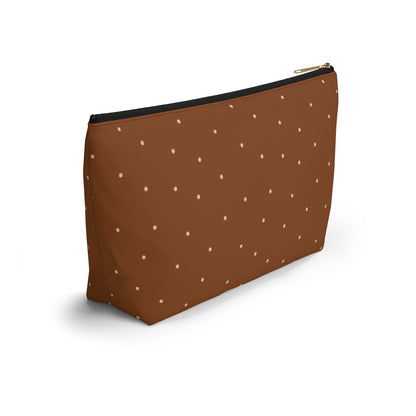 Big Bottom Zipper Pouch - Dots on Pumpkin