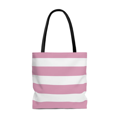 Lightweight Tote Bag - Baby Pink/White Stripes