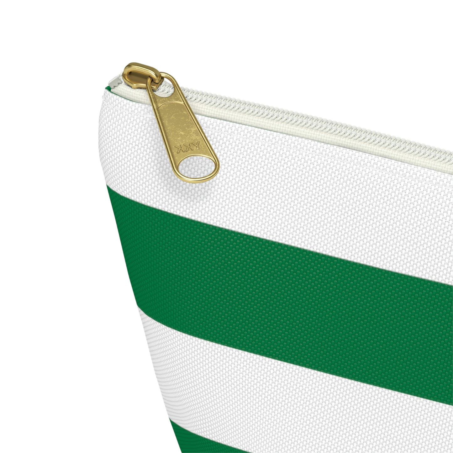 Big Bottom Zipper Pouch - Kelly Green/White Stripes