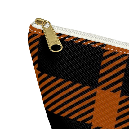 Big Bottom Zipper Pouch - Orange Buffalo Check, Orange Plaid