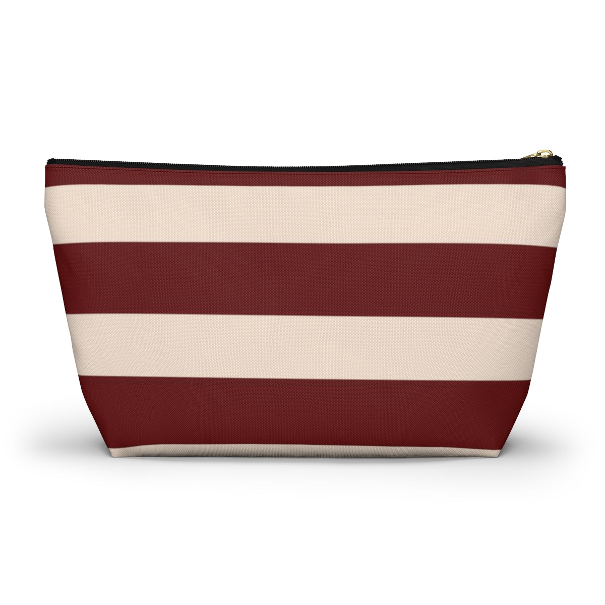 Big Bottom Zipper Pouch - Berry/Cream Stripes