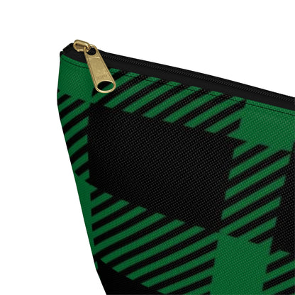 Big Bottom Zipper Pouch - Green Buffalo Check, Green Plaid