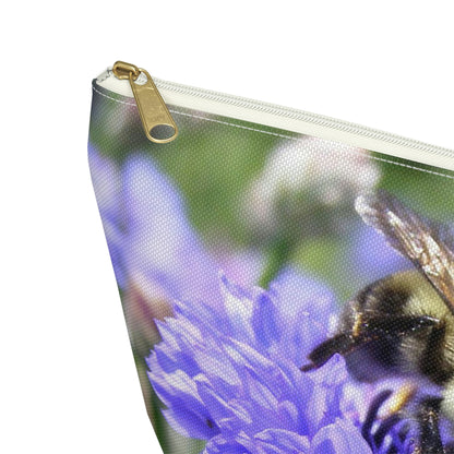 Big Bottom Zipper Pouch - Bee on Bachelor's Button