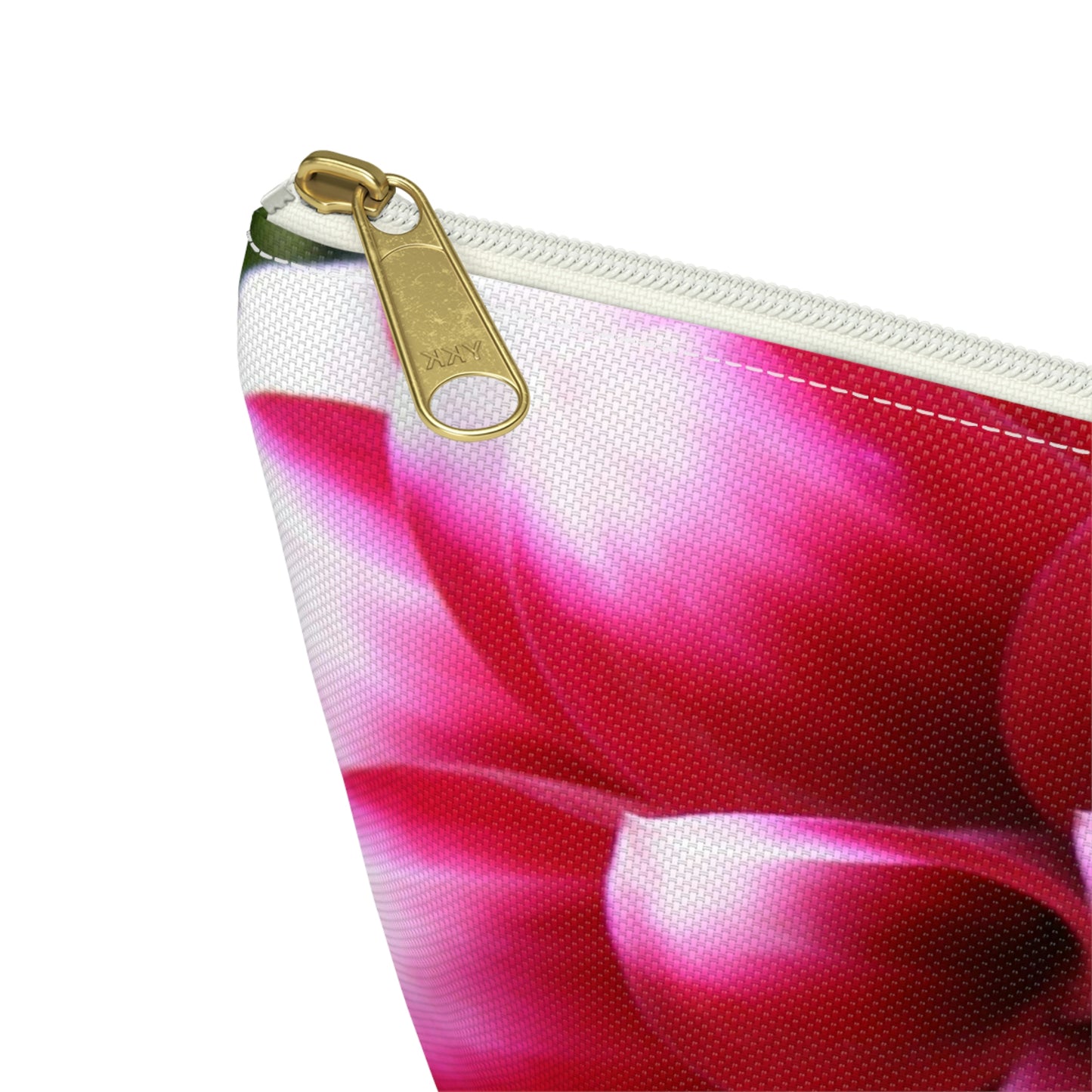 Big Bottom Zipper Pouch - Pink & White Dahlia