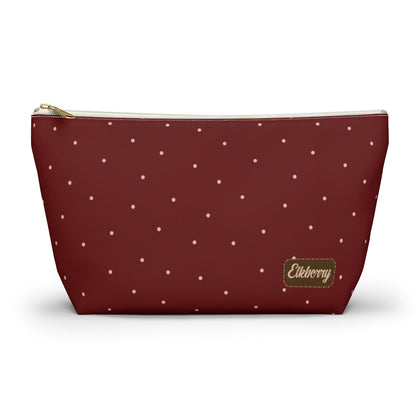 Big Bottom Zipper Pouch - Dots on Berry